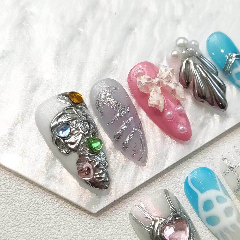 Art Garden Press On Nails Gemstone Wave 28
