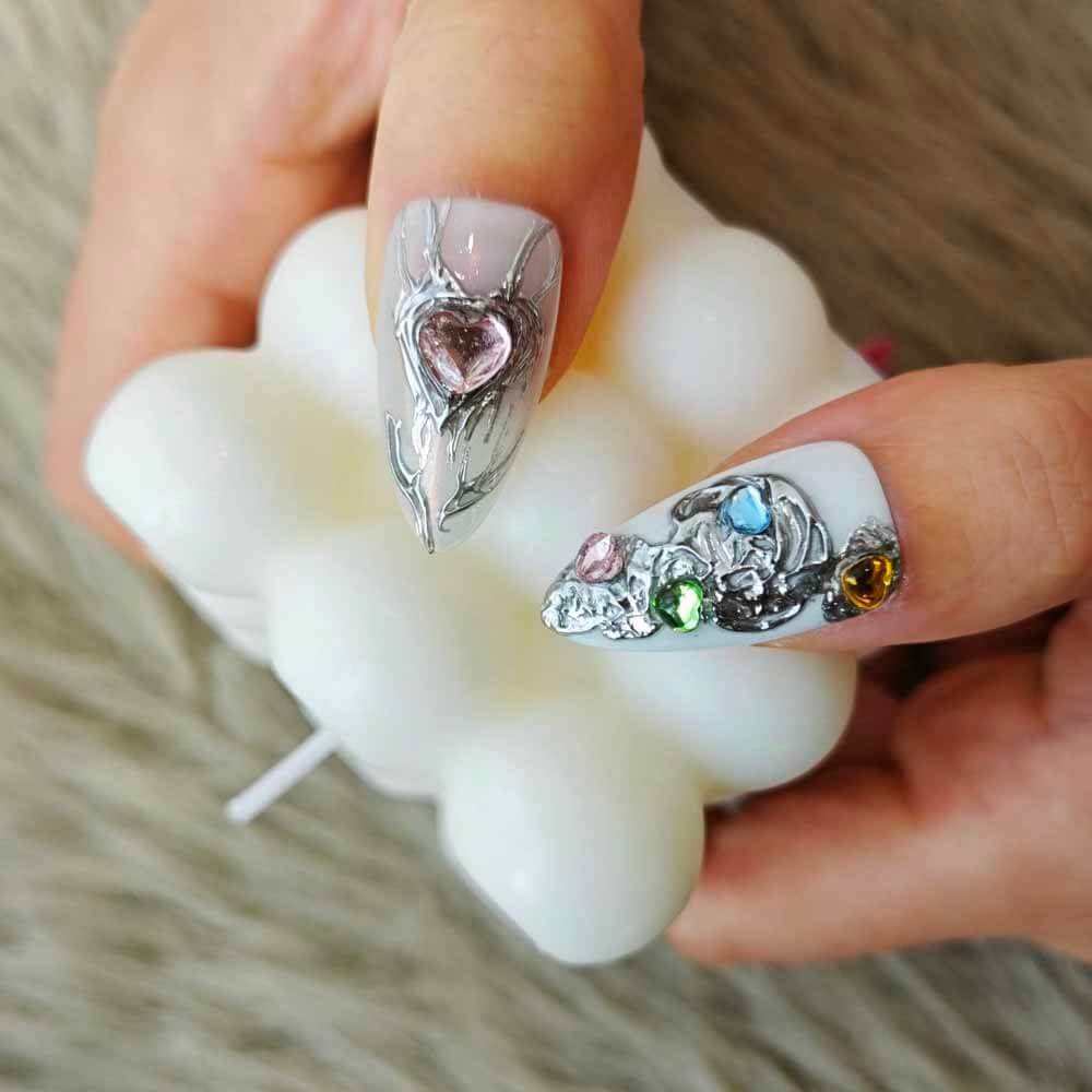 Art Garden Press On Nails Gemstone Wave 28