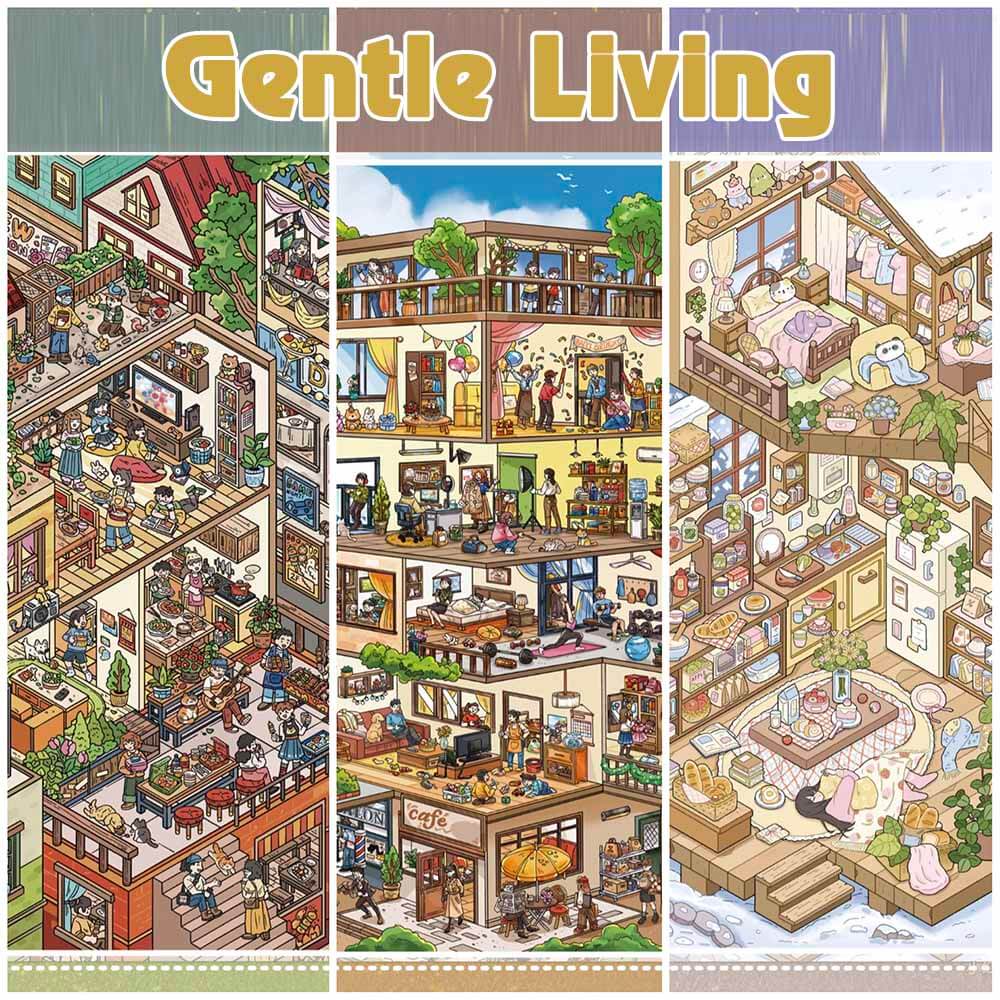 Gentle Living DIY 3D Sticker 3 Cute Miniature Scenes(xL)