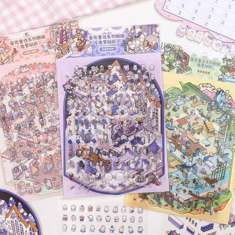 Gentle Oddities DIY 3D Scene Stickers 3 Cute Miniature Scenes(L)