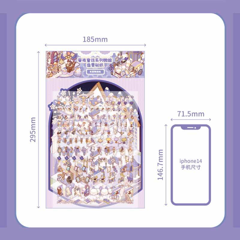 Gentle Oddities DIY 3D Scene Stickers 3 Cute Miniature Scenes(L)