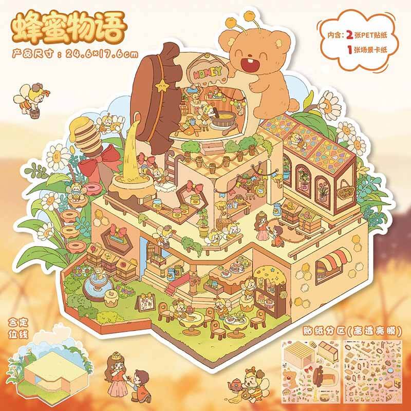 Gentle Stories DIY 3D Scene Stickers 4 Cute Miniature Scenes(M)