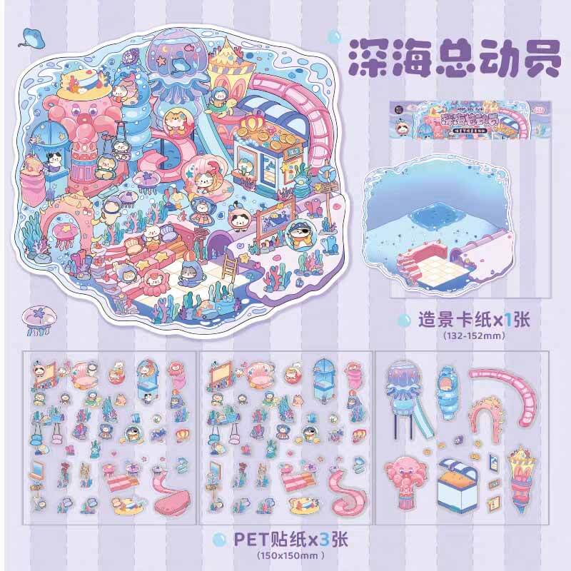 Meow Dreams DIY 3D Scene Stickers - 4 Cute Miniature Scenes