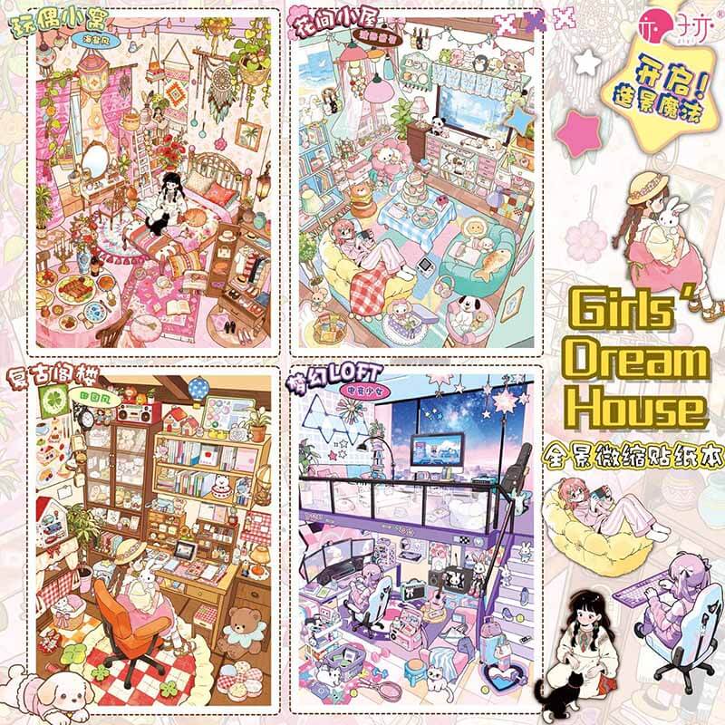Girls Dream Home DIY 3D Scene Stickers With Guide Lines(L)