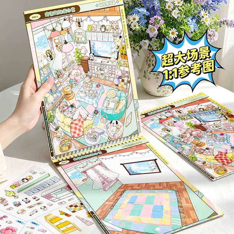 Girls Dream Home DIY 3D Scene Stickers With Guide Lines(L)