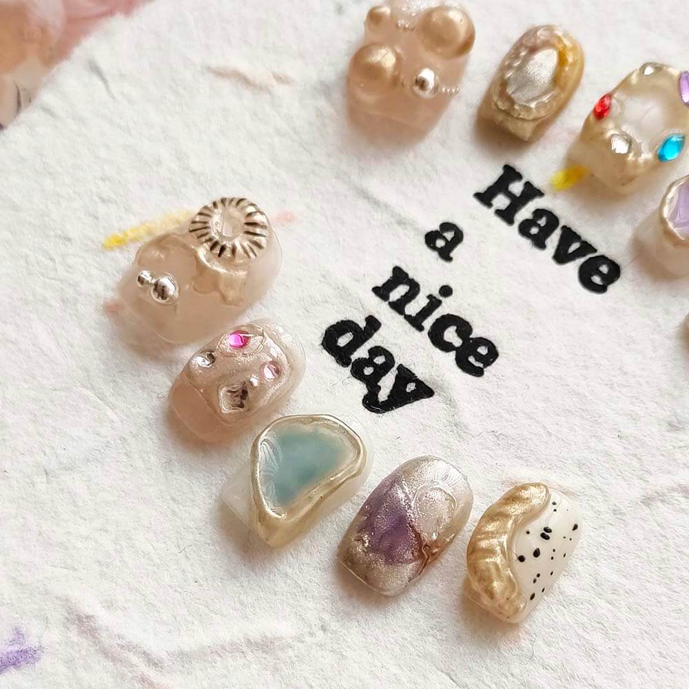 Art Garden Press On Nails Glittering Dots 74