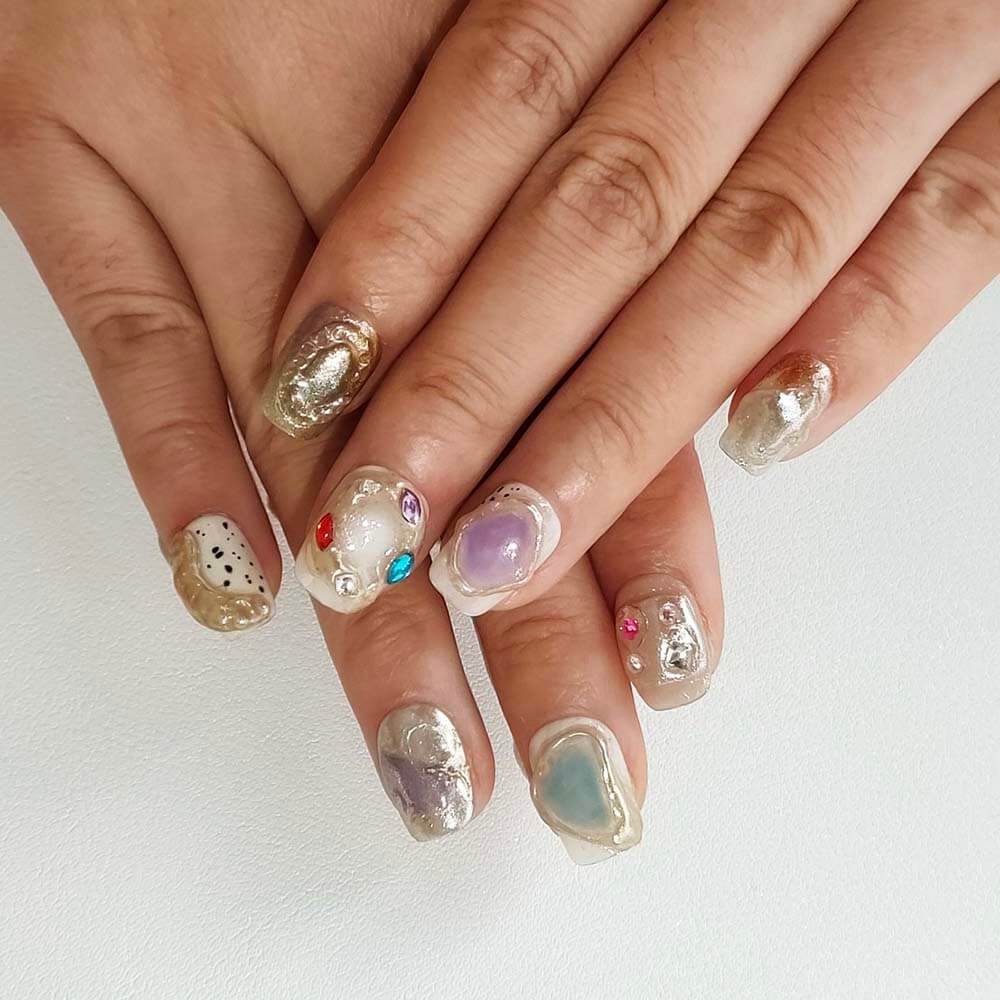 Art Garden Press On Nails Glittering Dots 74