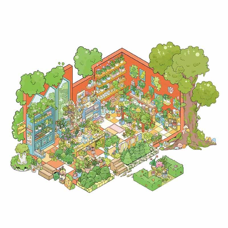 Whispering Garden DIY 3D Scene Stickers 3 Cute Miniature Scenes(L)