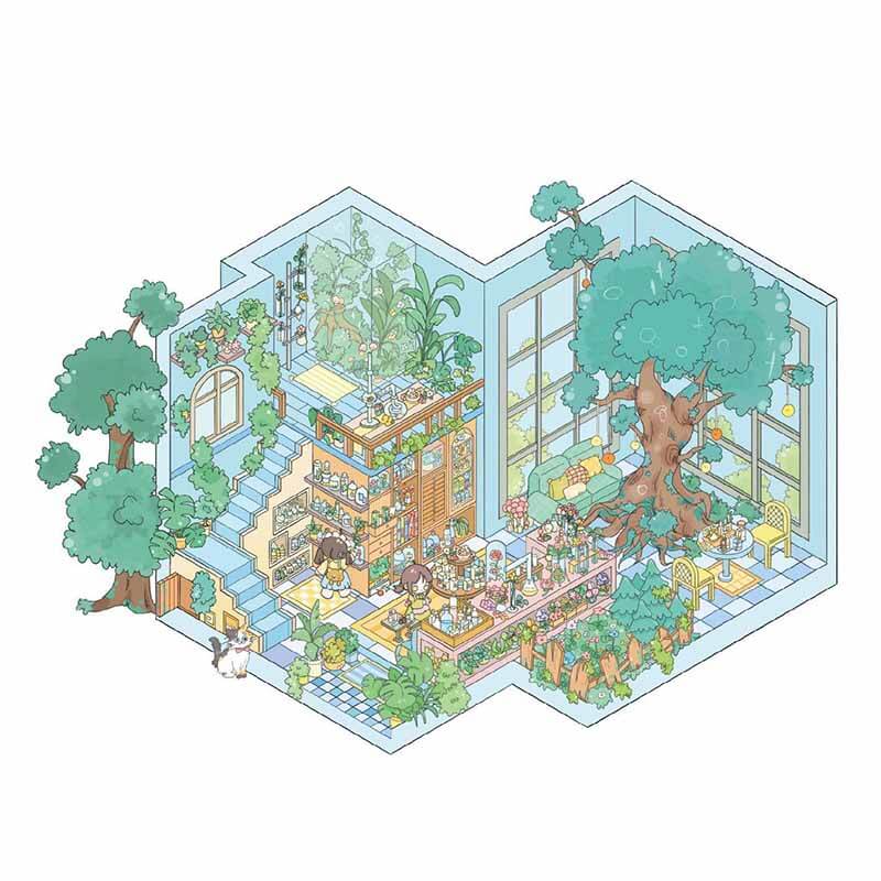 Whispering Garden DIY 3D Scene Stickers 3 Cute Miniature Scenes(L)