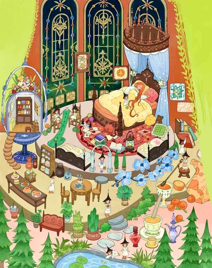 Green Light Street DIY 3D Scene Stickers 4 Cute Miniature Scenes(M&L)