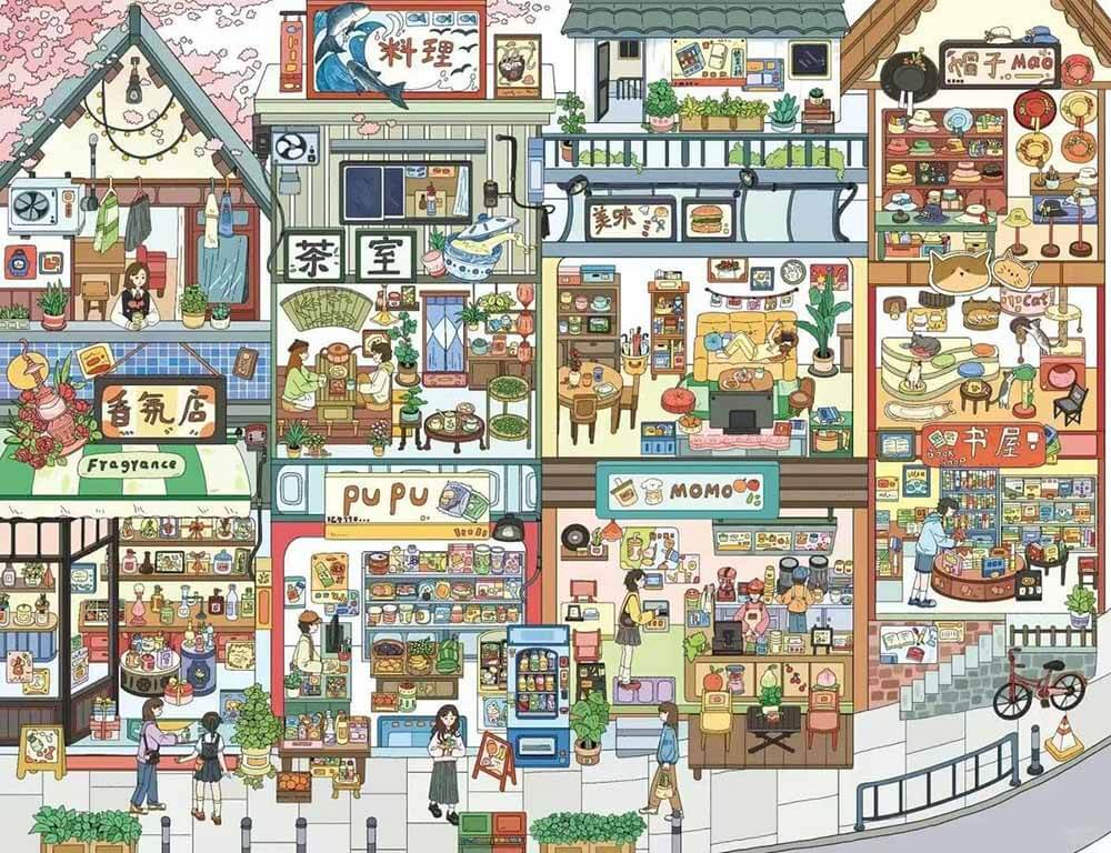 Green Light Street DIY 3D Scene Stickers 4 Cute Miniature Scenes(M&L)