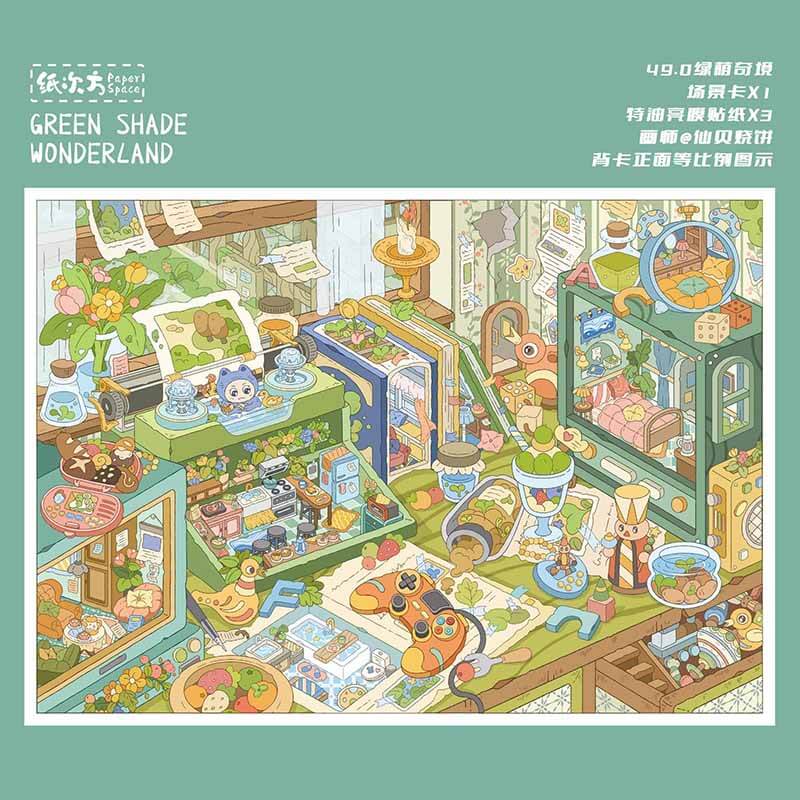 Green Wonder DIY 3D Scene Stickers With Guide Lines(L&XL)