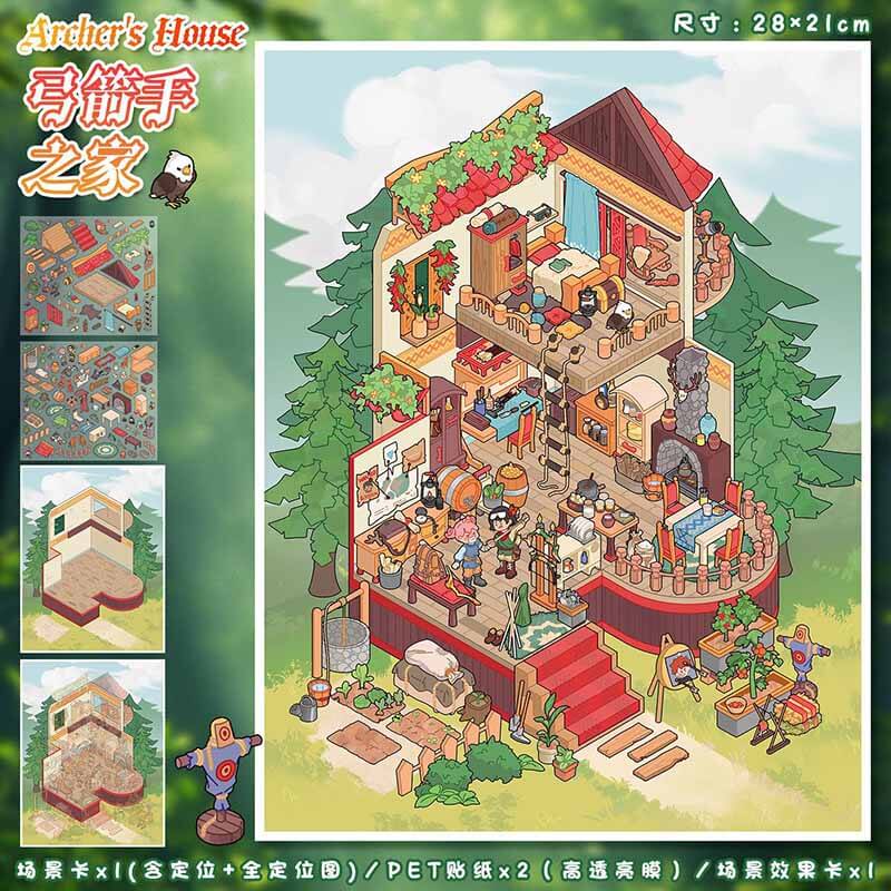 Guild Homes DIY 3D Scene Stickers 4 Cute Miniature Scenes(L)
