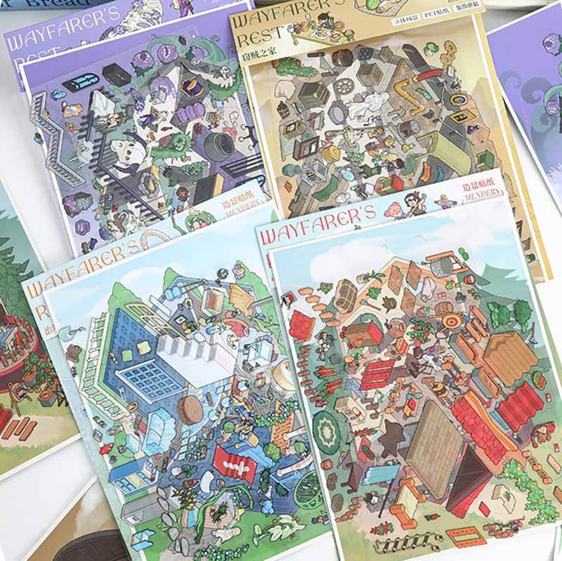 Guild Homes DIY 3D Scene Stickers 4 Cute Miniature Scenes(L)