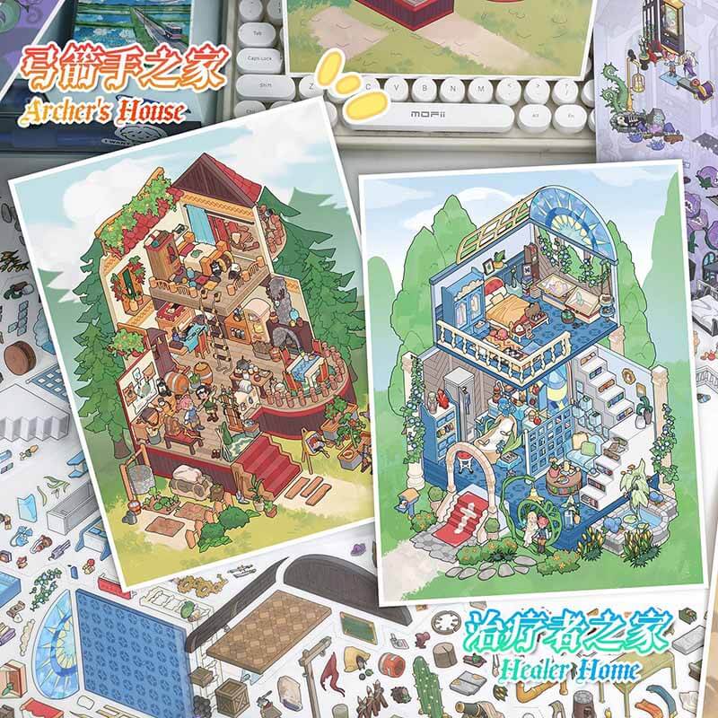 Guild Homes DIY 3D Scene Stickers 4 Cute Miniature Scenes(L)