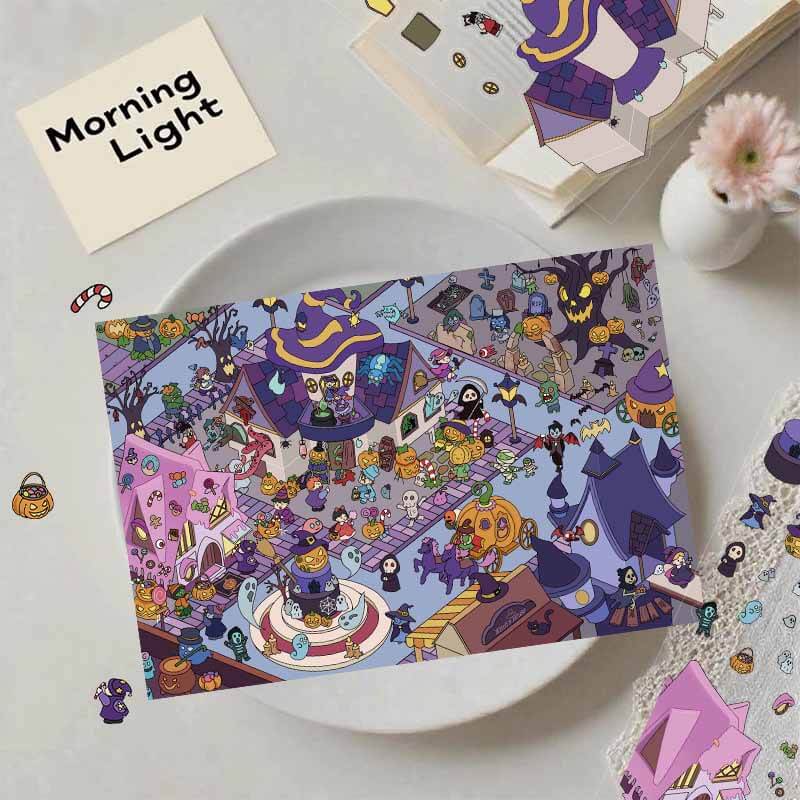 Halloween Night DIY 3D Scenes Sticker Cute Miniature Scenes(L)
