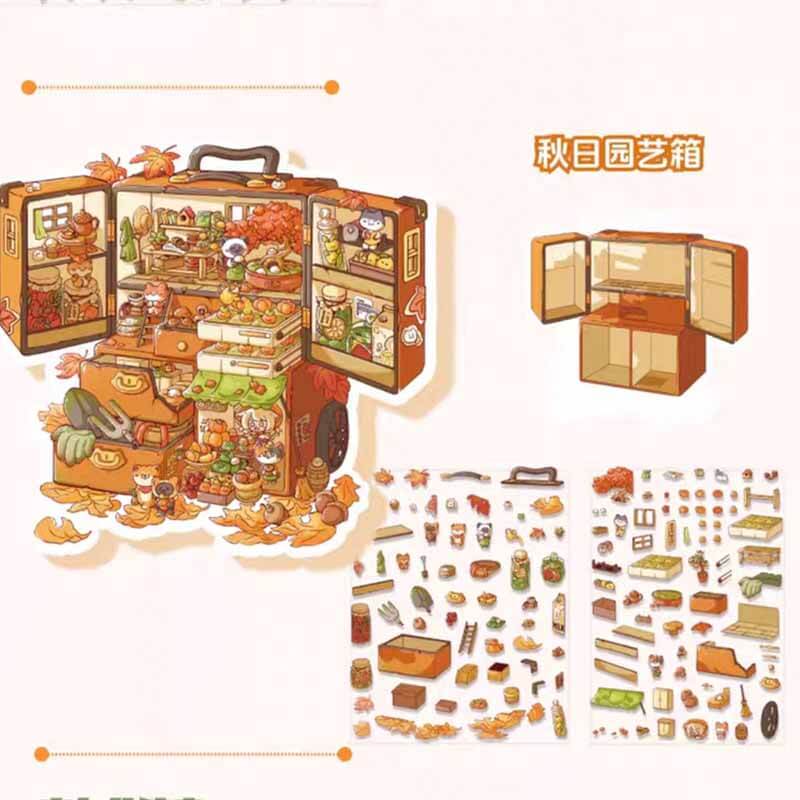 Happy Childhood DIY 3D Scene Stickers 4 Adorable Miniature Scenes(M)