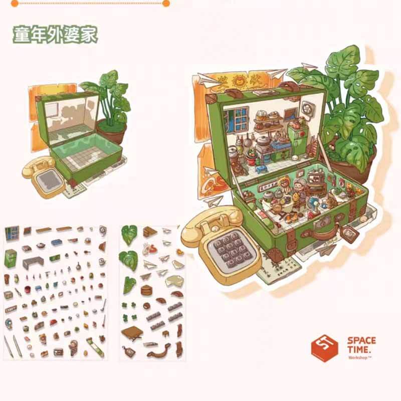 Happy Childhood DIY 3D Scene Stickers 4 Adorable Miniature Scenes(M)