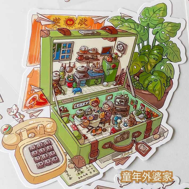 Happy Childhood DIY 3D Scene Stickers 4 Adorable Miniature Scenes(M)