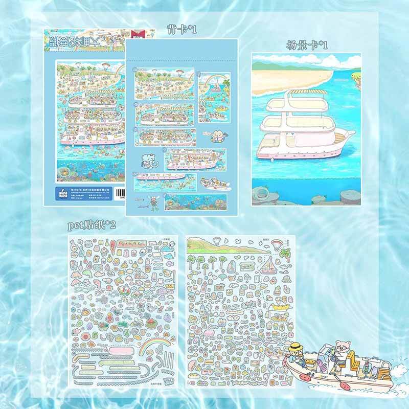 Happy Cruise Holiday DIY 3D Scene Stickers Cute Miniature Scenes(xL)