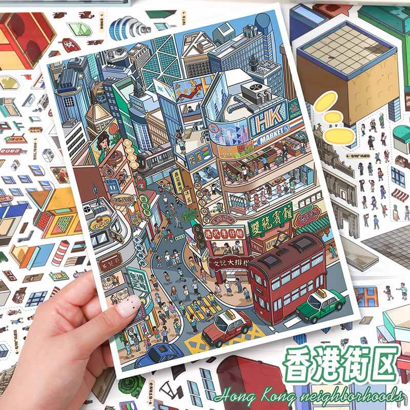 Harbor City Streets DIY 3D Scene Stickers 2 Cute Miniature Scenes(L)