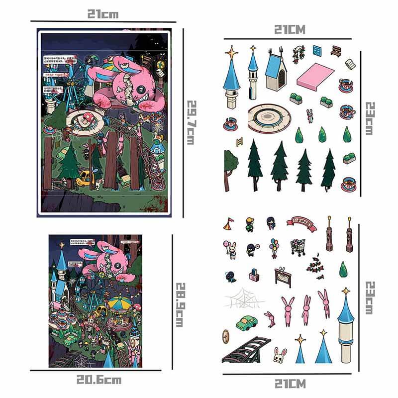 Haunted Park DIY 3D Scene Stickers 2 Cute Miniature Scenes(L)