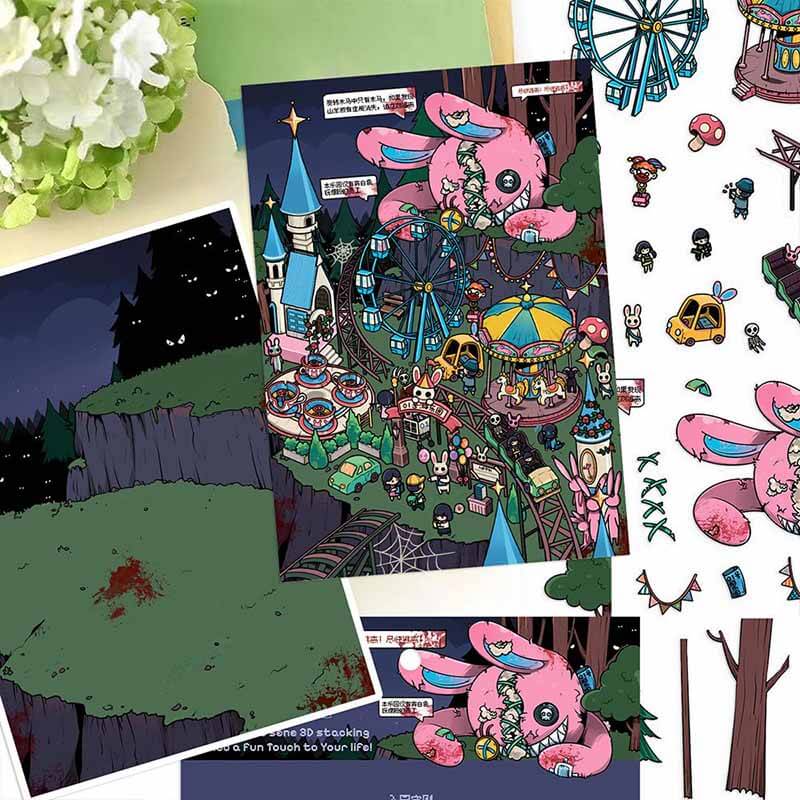 Haunted Park DIY 3D Scene Stickers 2 Cute Miniature Scenes(L)