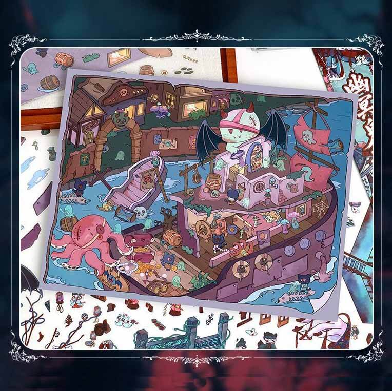 Haunted Park DIY 3D Scene Stickers 2 Cute Miniature Scenes(L)