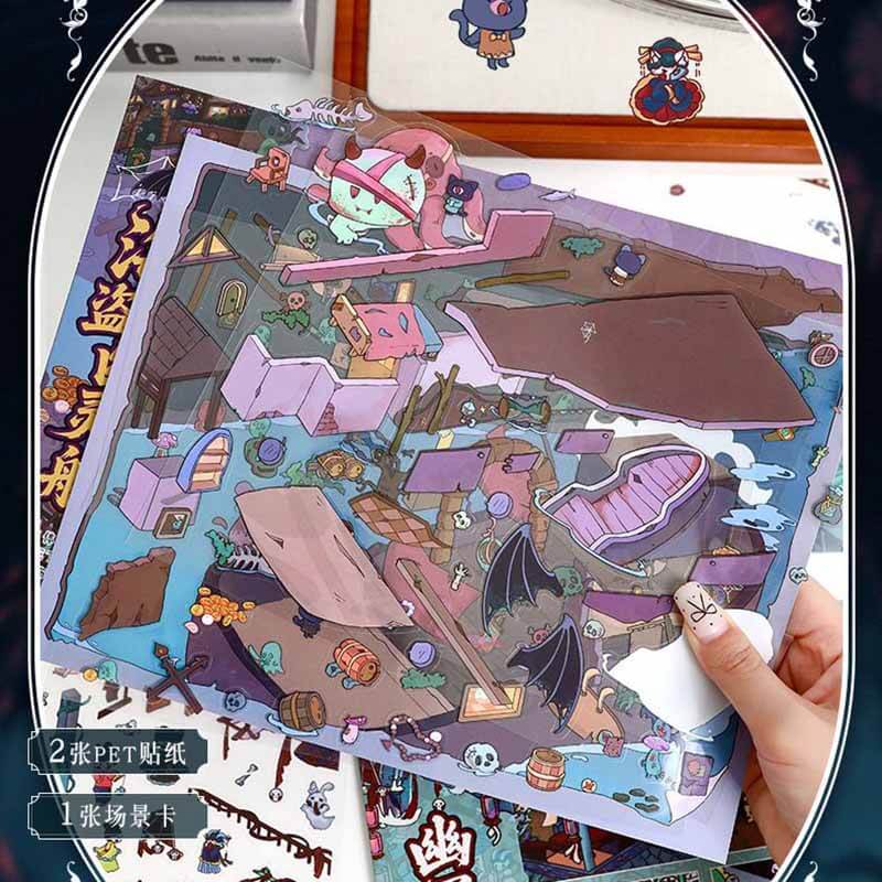 Haunted Park DIY 3D Scene Stickers 2 Cute Miniature Scenes(L)