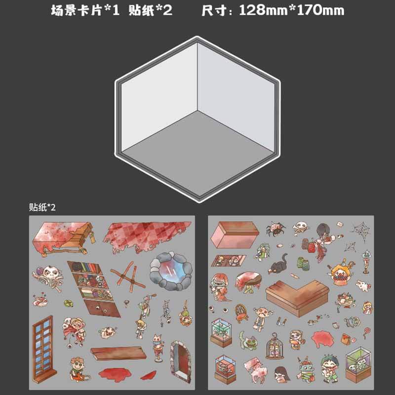 Haunting Tales DIY 3D Scene Stickers 4 Cute Miniature Scenes(S)
