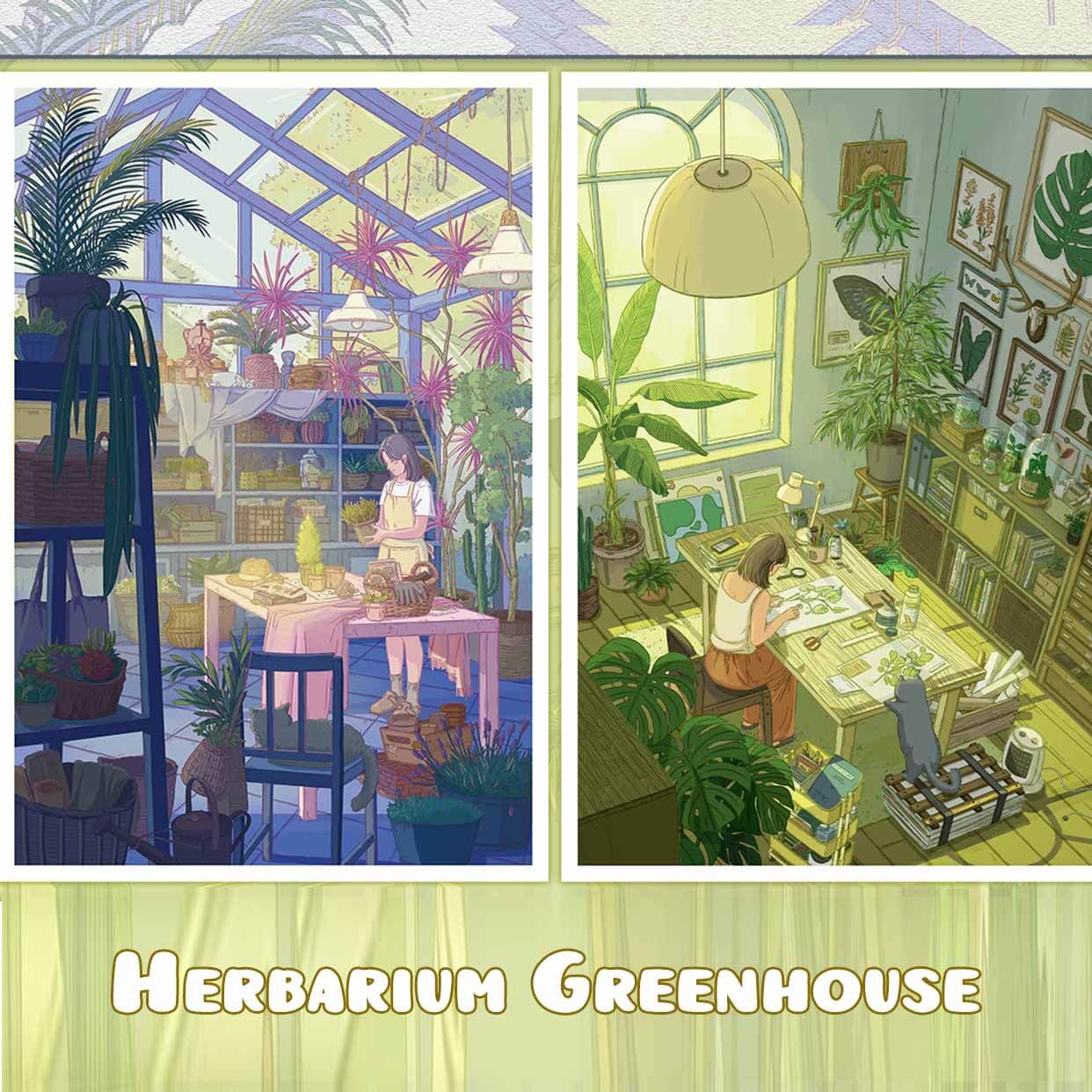 Herbarium Greenhouse DIY 3D Scene Stickers Cute Scenes(L)