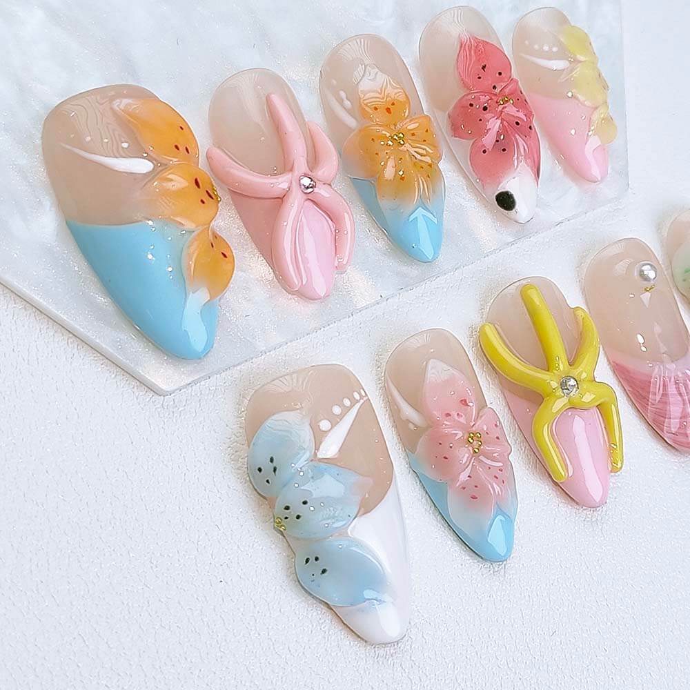 Beauty Art Garden Press On Nails Hidden Coral Bloom 204