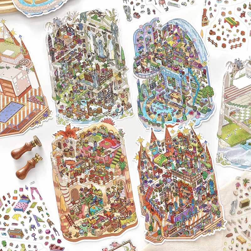 Hidden Realm DIY 3D Scene Stickers 4 Cute Scenes(L)