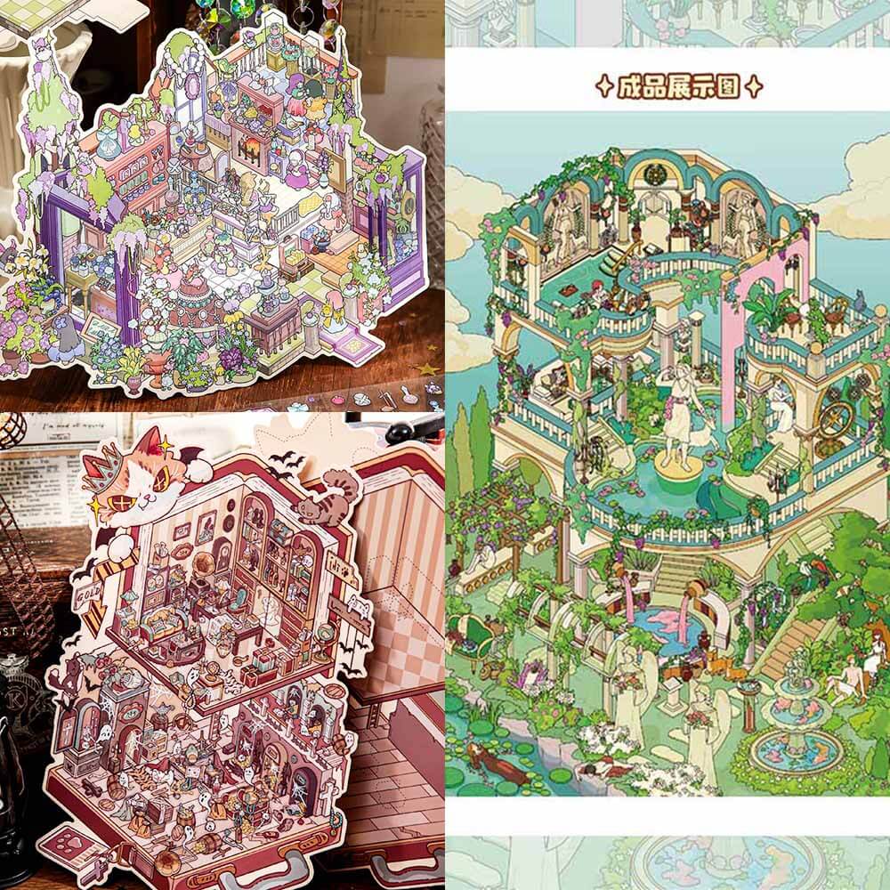 Hidden Retreat DIY 3D Scene Stickers 3 Cute Scenes(L)