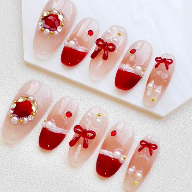 Beauty Art Garden Press On Nail Holiday Red Velvet 210