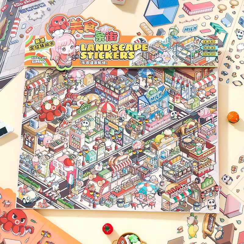 Holiday Street DIY 3D Scene Stickers 2 Cute Miniature Scenes(L)