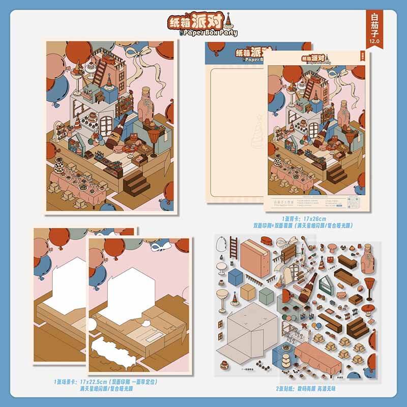 Holiday Studio Rooms DIY 3D Scene Stickers 4 Cute Scenes(L)