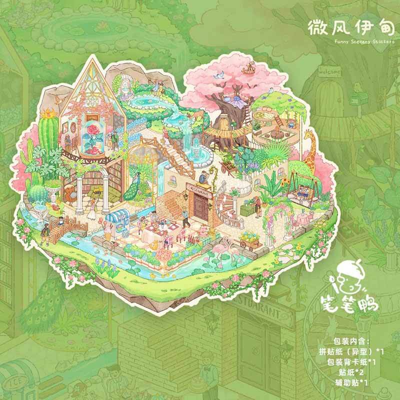 Home Diary DIY 3D Scene Stickers 4 Cute Miniature Scenes(L)