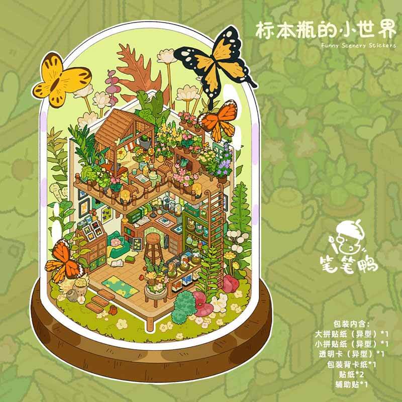 Home Diary DIY 3D Scene Stickers 4 Cute Miniature Scenes(L)