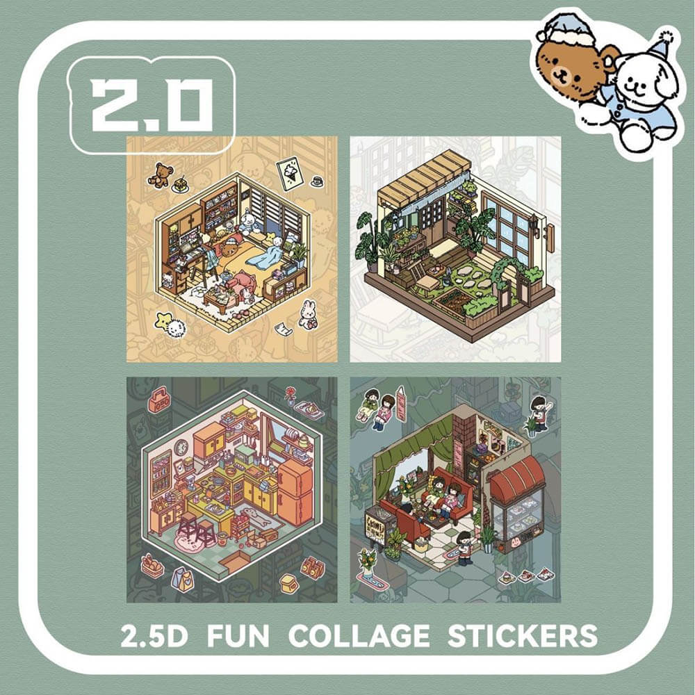Homely Delights DIY 3D Scene Stickers 4 Cute Miniature Scenes(S)