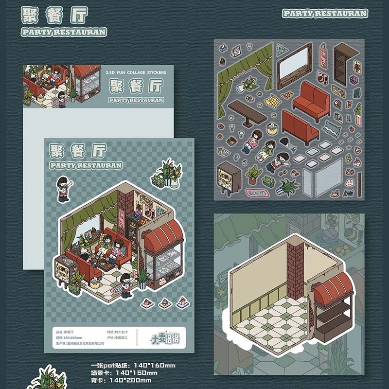 Homely Delights DIY 3D Scene Stickers 4 Cute Miniature Scenes(S)