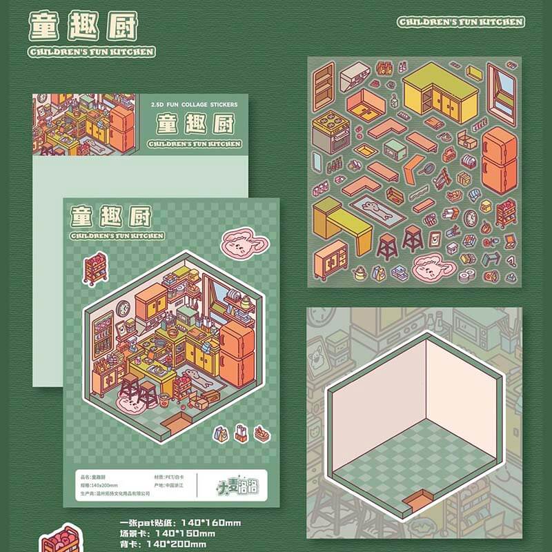 Homely Delights DIY 3D Scene Stickers 4 Cute Miniature Scenes(S)