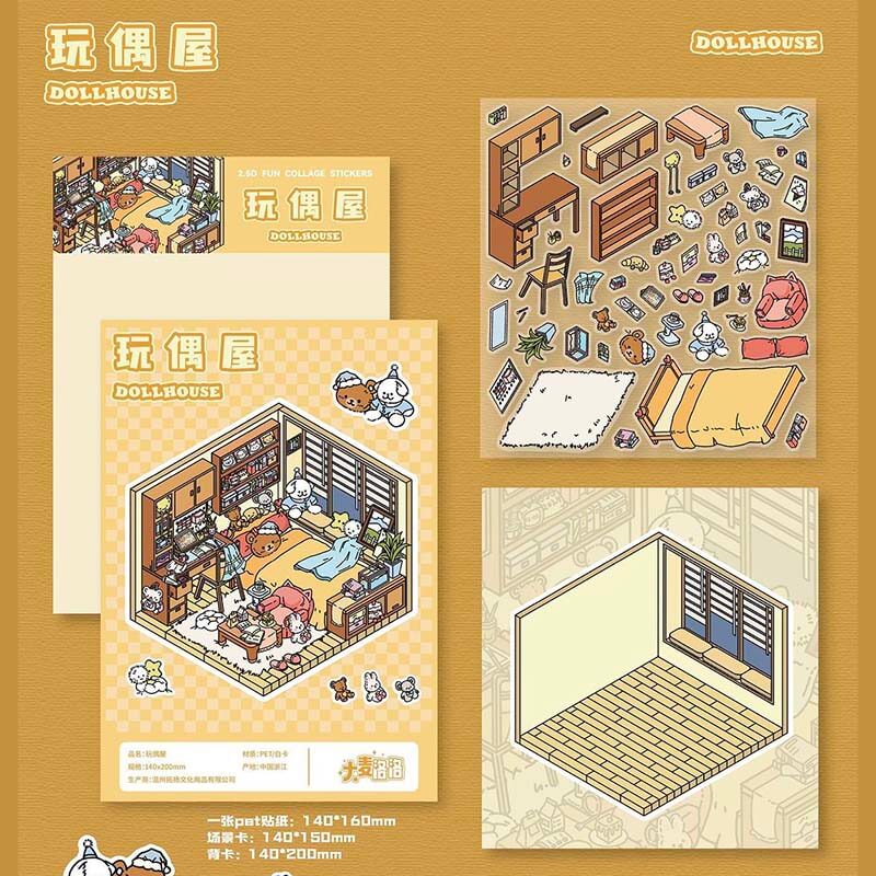 Homely Delights DIY 3D Scene Stickers 4 Cute Miniature Scenes(S)