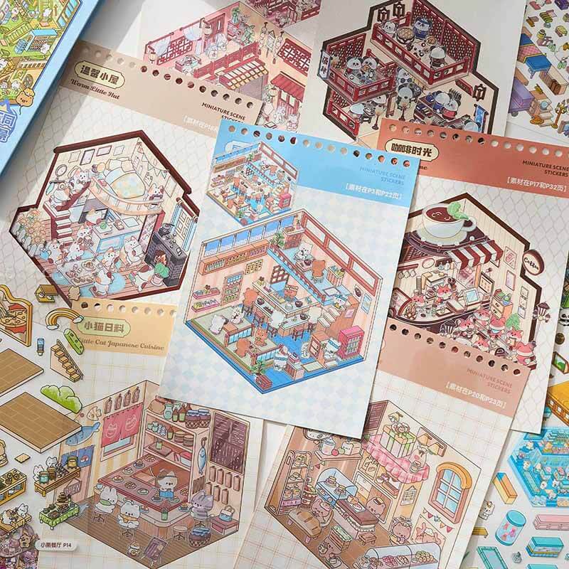 Hopscotch Book 1.0 DIY 3D Sticker Collection 20 Cute Miniature Scenes