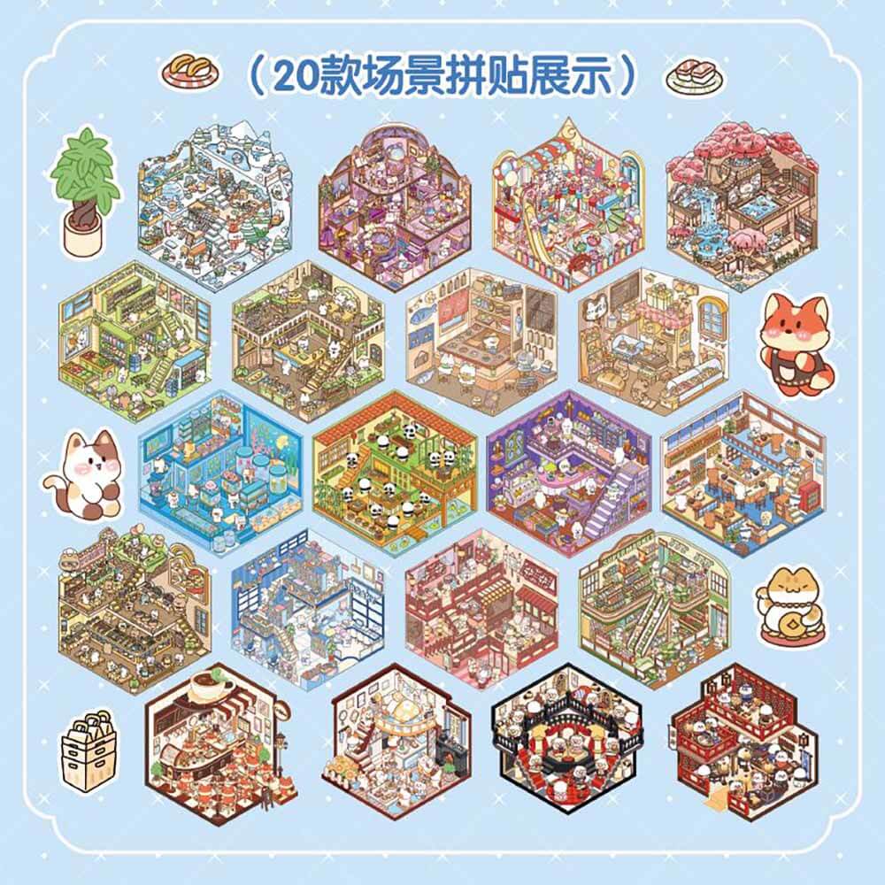Hopscotch Book 1.0 DIY 3D Sticker Collection 20 Cute Miniature Scenes