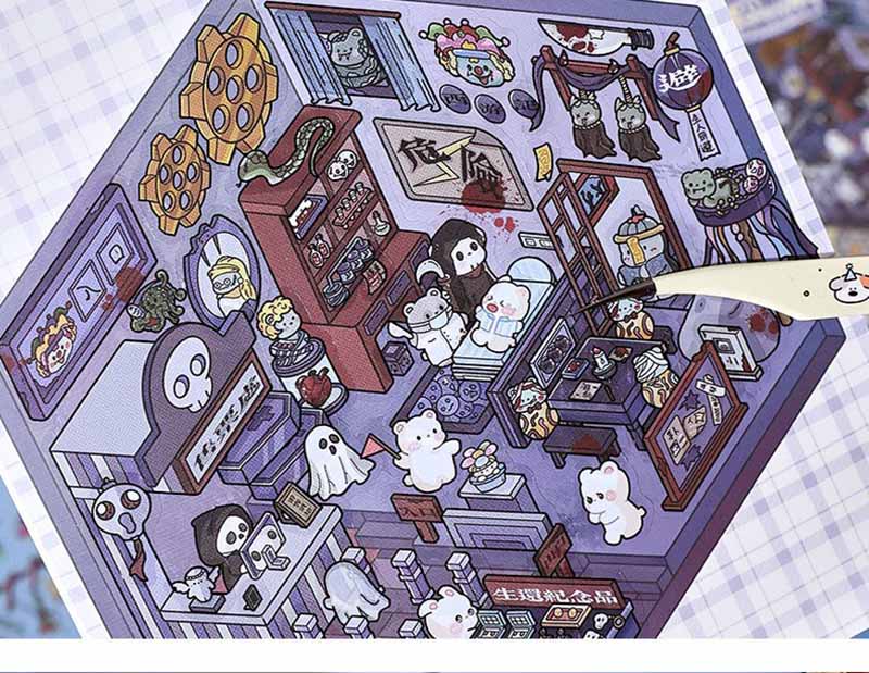 Horror-themed Book 3D Scene Stickers DIY Stickers(L)