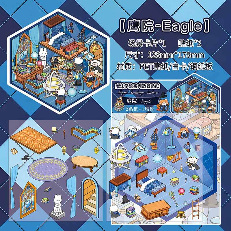 Houses of Magic DIY 3D Scene Stickers 4 Cute Miniature Scenes(S)