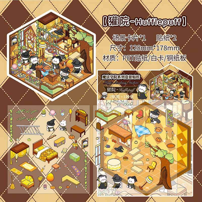 Houses of Magic DIY 3D Scene Stickers 4 Cute Miniature Scenes(S)