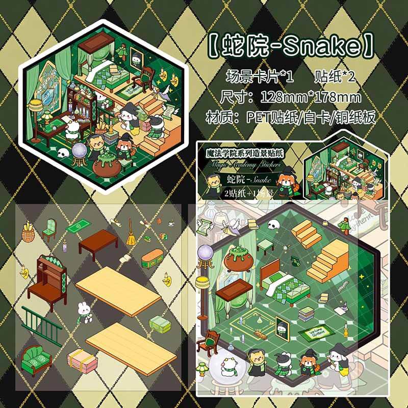 Houses of Magic DIY 3D Scene Stickers 4 Cute Miniature Scenes(S)