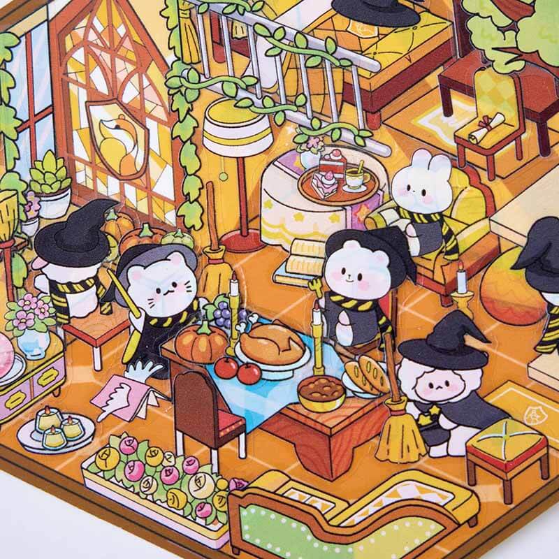 Houses of Magic DIY 3D Scene Stickers 4 Cute Miniature Scenes(S)